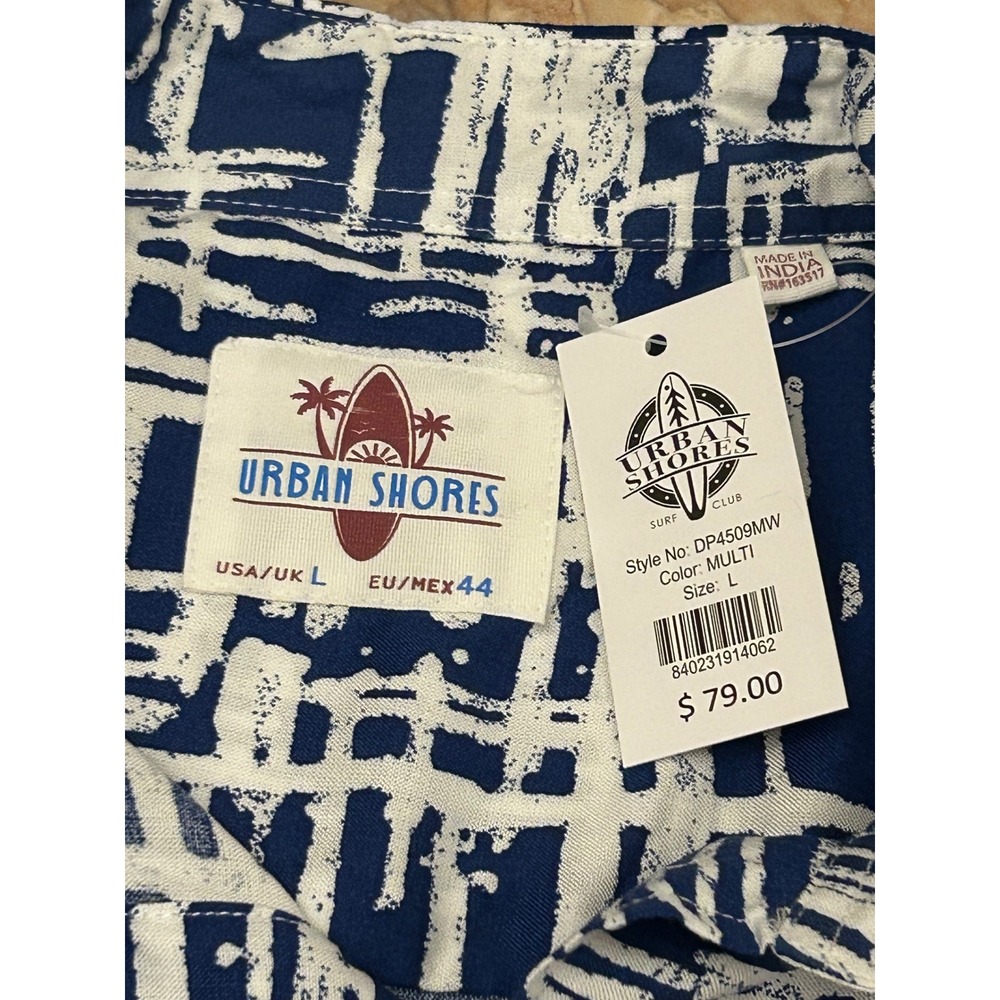 Urban Shores Men's Hawaiian
Shirt Abstract Blue Size Large 44 NWT - Picture 10 of 10